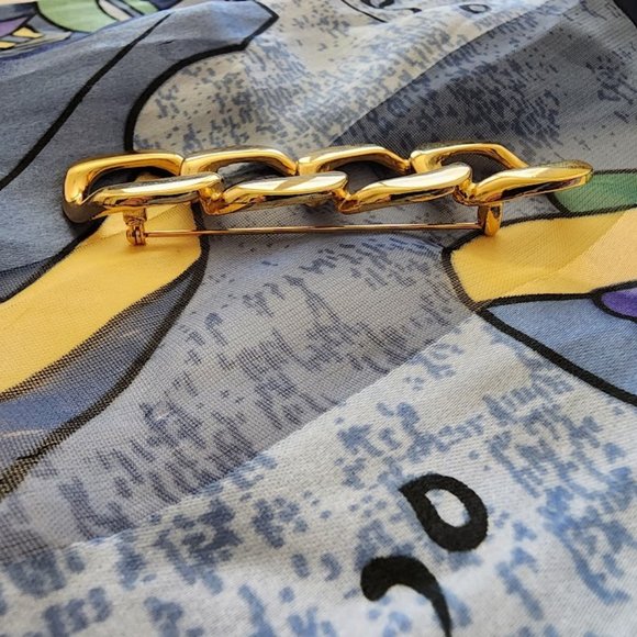 Vintage Chunky Gold Chain Link Pin - Picture 5 of 5